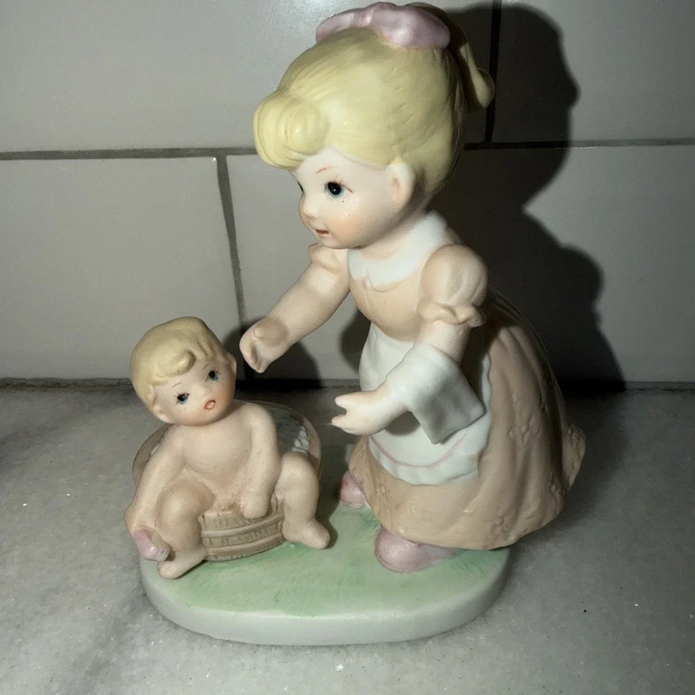 HOMCO Porcelain Bath Time Mom Boy #1450 Home Interiors Vintage Retired Parenting